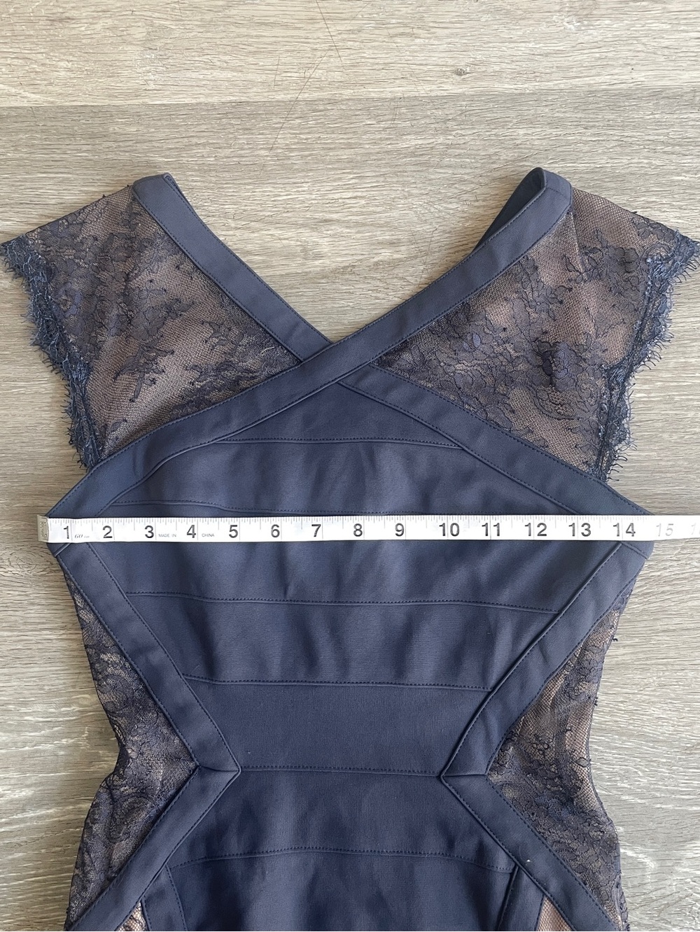 BCBG Max Azria Navy Lace Bandage Bodycon Cocktail Dress - Picture 9 of 12